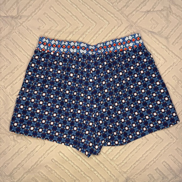 🍁 BeBop Red White Blue Patriotic Geometric Tie Waist Shorts | S - Picture 5 of 5